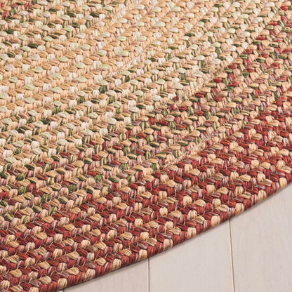 SAFAVIEH Washable Rug Outdoor Braided Collection - 8' x 10' Oval, Rust & Multi, Handmade & Reversible, Non-Shedding & Easy to Clean, Ideal for Patio, Backyard, Mudroom (BRD303A)