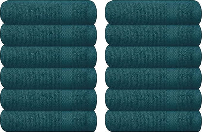 GLAMBURG Ultra Soft 12-Piece Washcloths Set 13x13-100% Ringspun Cotton