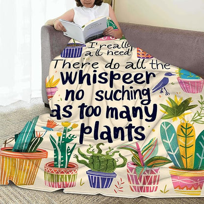 Funny Plant Throw Blanket, Plant Lover Blanket Throw for Adults, Lightweight Soft Cozy Blanket for Couch Sofa Bed Room Decor 50x60 Inches