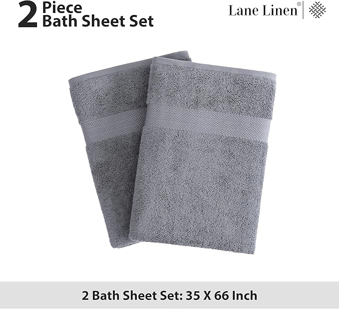 LANE LINEN Jumbo Size Bath Sheets 2 Piece, 35 by 66 Inch
