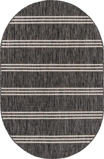 Unique Loom Jill Zarin Outdoor Collection Area Rug - Anguilla (5' 3'' x 8' Oval, Charcoal/ Ivory)