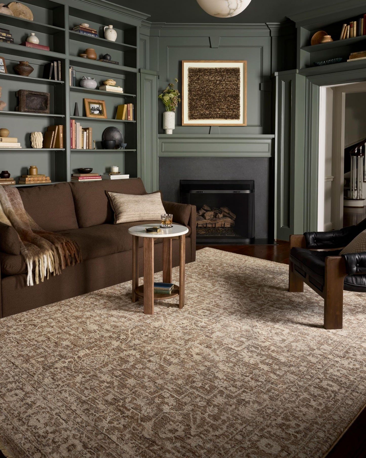 Loloi Newman Collection NEW-02 Dark Taupe/Natural 5'-3" x 7'-6" .37" Pile Height, Area Rug, Soft, Durable, Non-Shedding, Easy Clean, Rug for Living Room