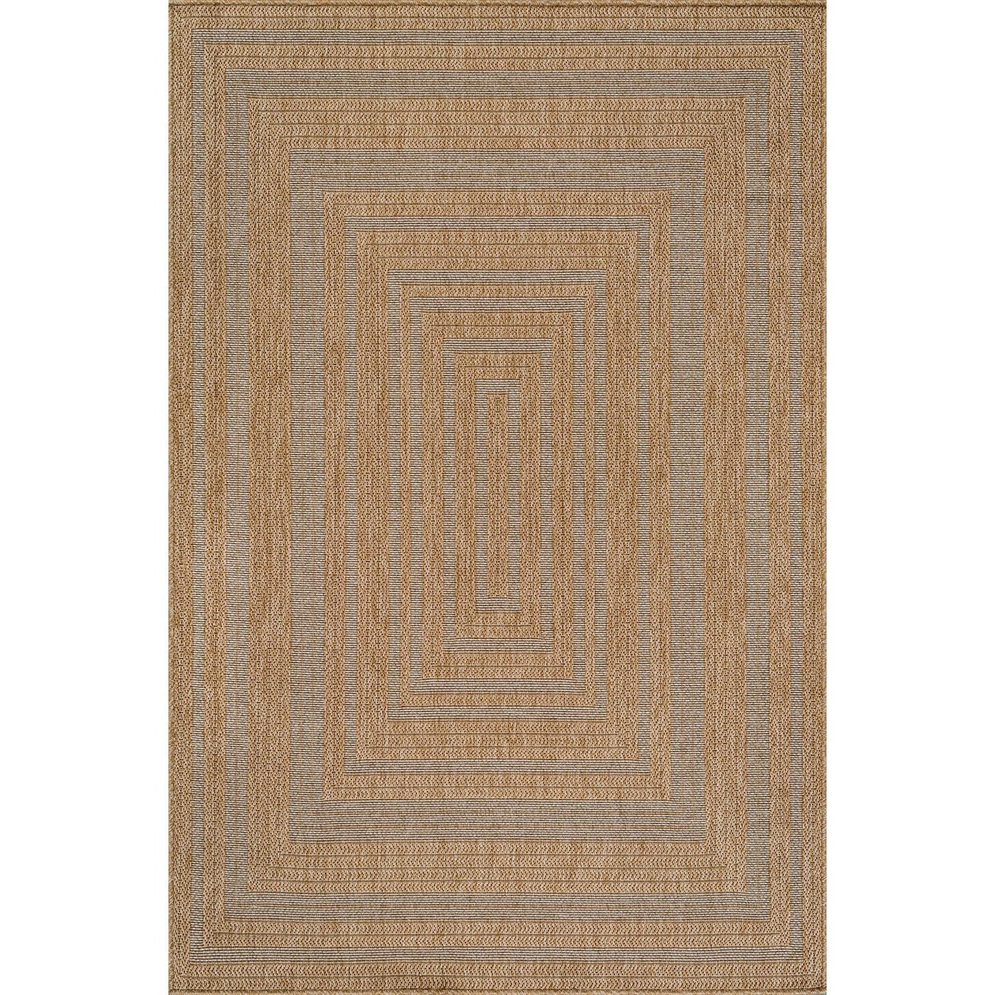 Beverly Rug Easy Jute Framed Border Rug 10x14 Washable Large Indoor Outdoor Area Rugs for Living Dining Room Patio Office Stain Resistant Non Shedding Casual Indoor Outside Carpet 10 x 14 Natural