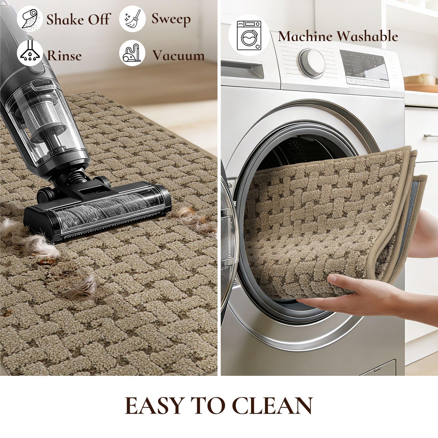 FLOORHUG Door Mat Indoor Entrance 32x48, Non-Slip Washable Doormats Entry Way Mats, Dirt Trapper and Absorbent Welcome Mat, Easy Clean Low-Profile Doormat, Front Door, Inside Entrance, Beige