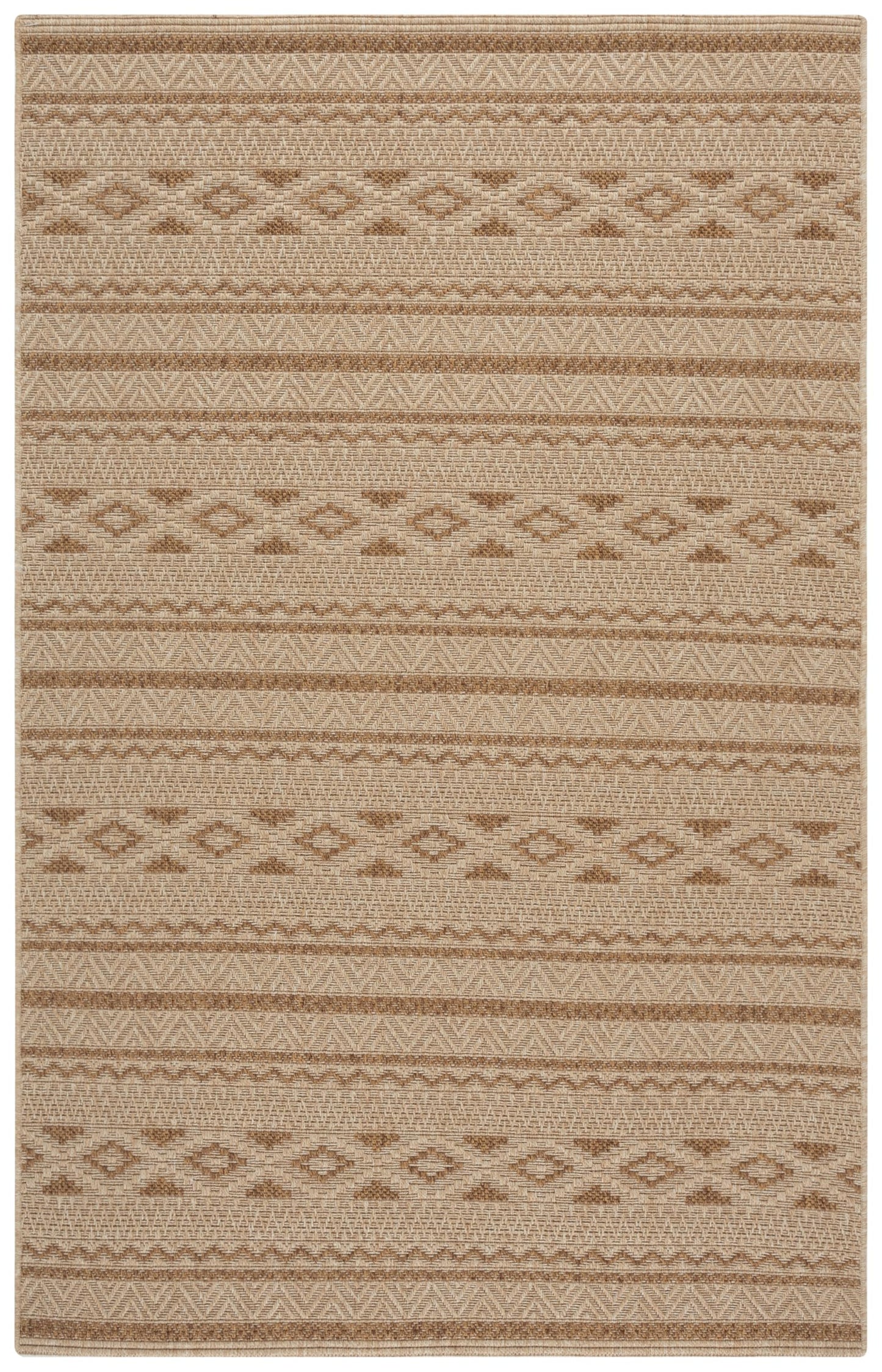SAFAVIEH Washable Rug Outdoor Sisal All-Weather Collection - 5' x 7'6", Natural & Brown, Non-Shedding & Easy to Clean, Ideal for Patio, Backyard, Mudroom (SAW646B)