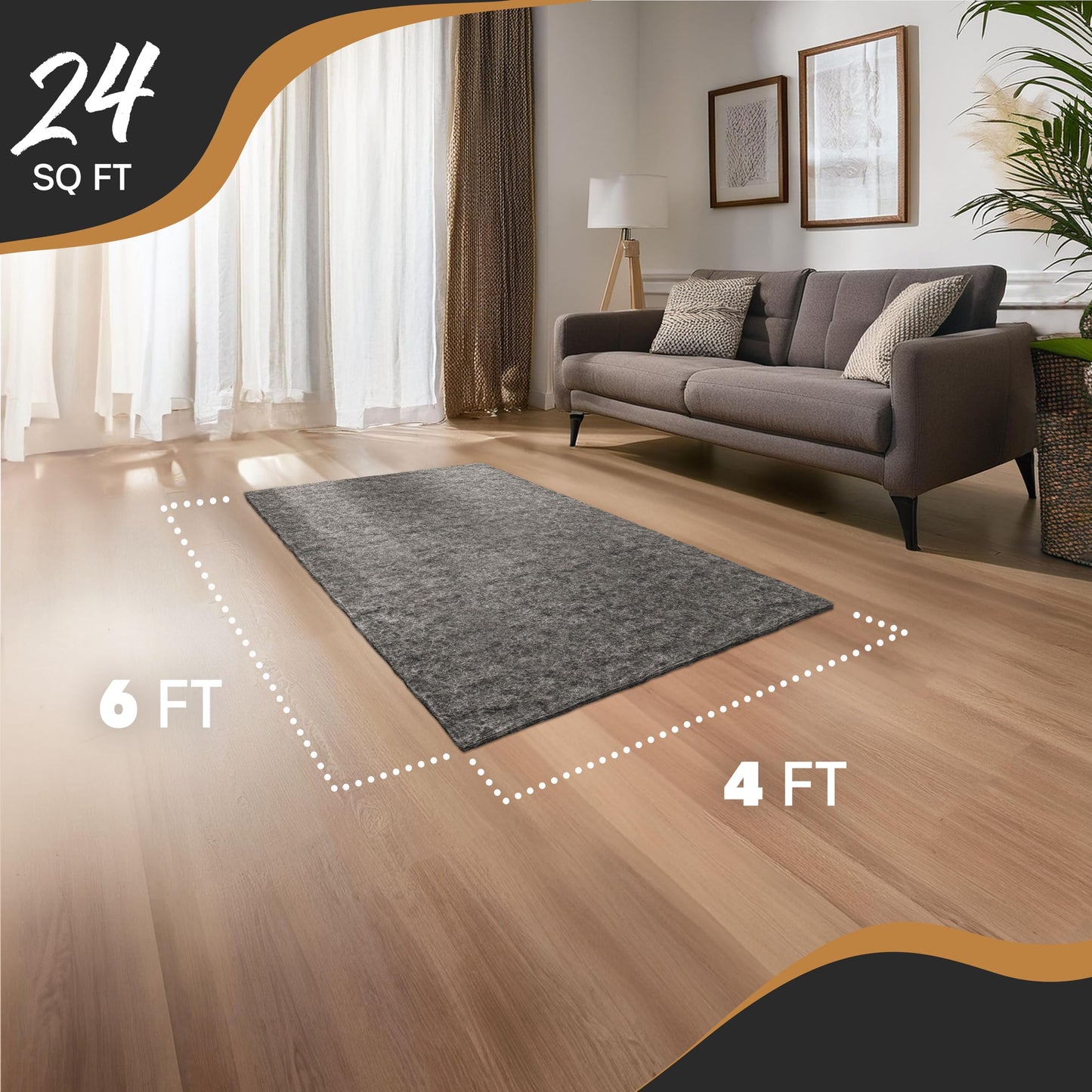 Nevlers 4 Ft x 6 Ft Felt TPO Non Skid Rug Pad & Carpet Pad 1/4" Thick