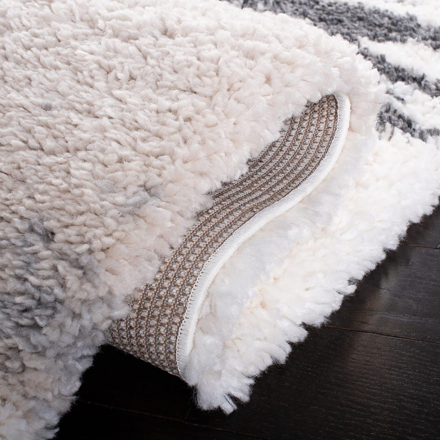 SAFAVIEH Fontana Shag Collection Accent Rug - 3' x 5', Grey & Ivory, Non-Shedding & Easy Care, 2-inch Thick Ideal for High Traffic Areas in Entryway, Living Room, Bedroom (FNT898F)