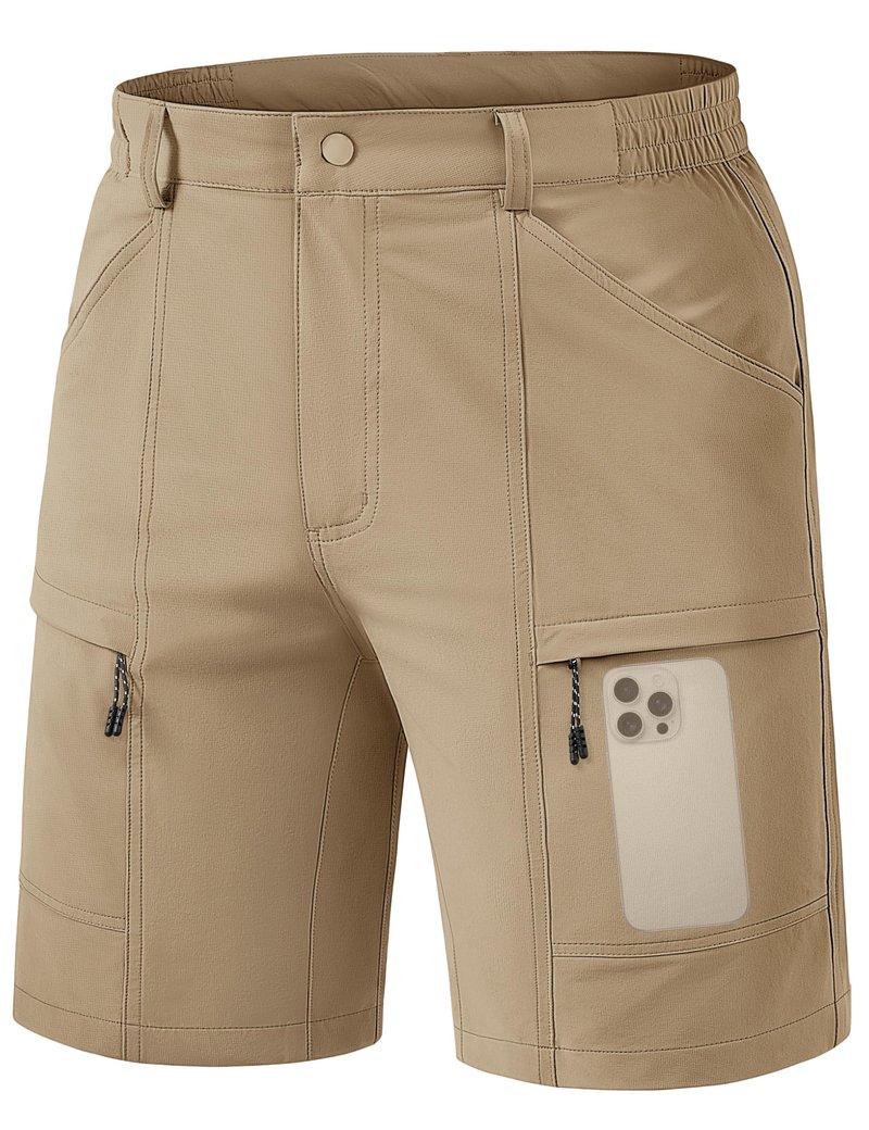 TACVASEN Men's Hiking Shorts 10" Quick Dry Lightweight Breathable Dress Outdoor Work Fishing Summer Shorts with 5 Pockets Khaki 36