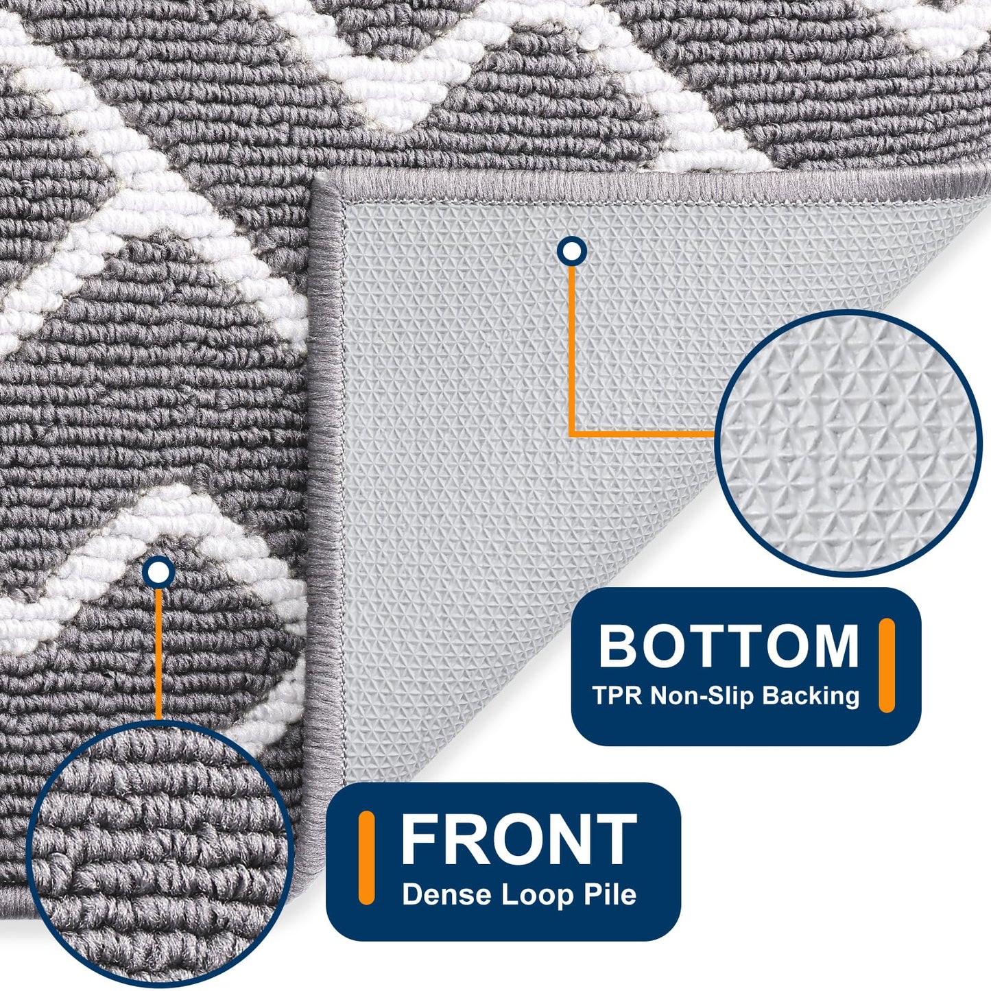 OLANLY Front Door Mat, Non-Slip Rubber Backing, Dirt Resistant and Absorbent, Washable, Easy to Clean Low-Profile Indoor Doormat for Back Door, Entryway, Inside Entrance, 40x32, Grey