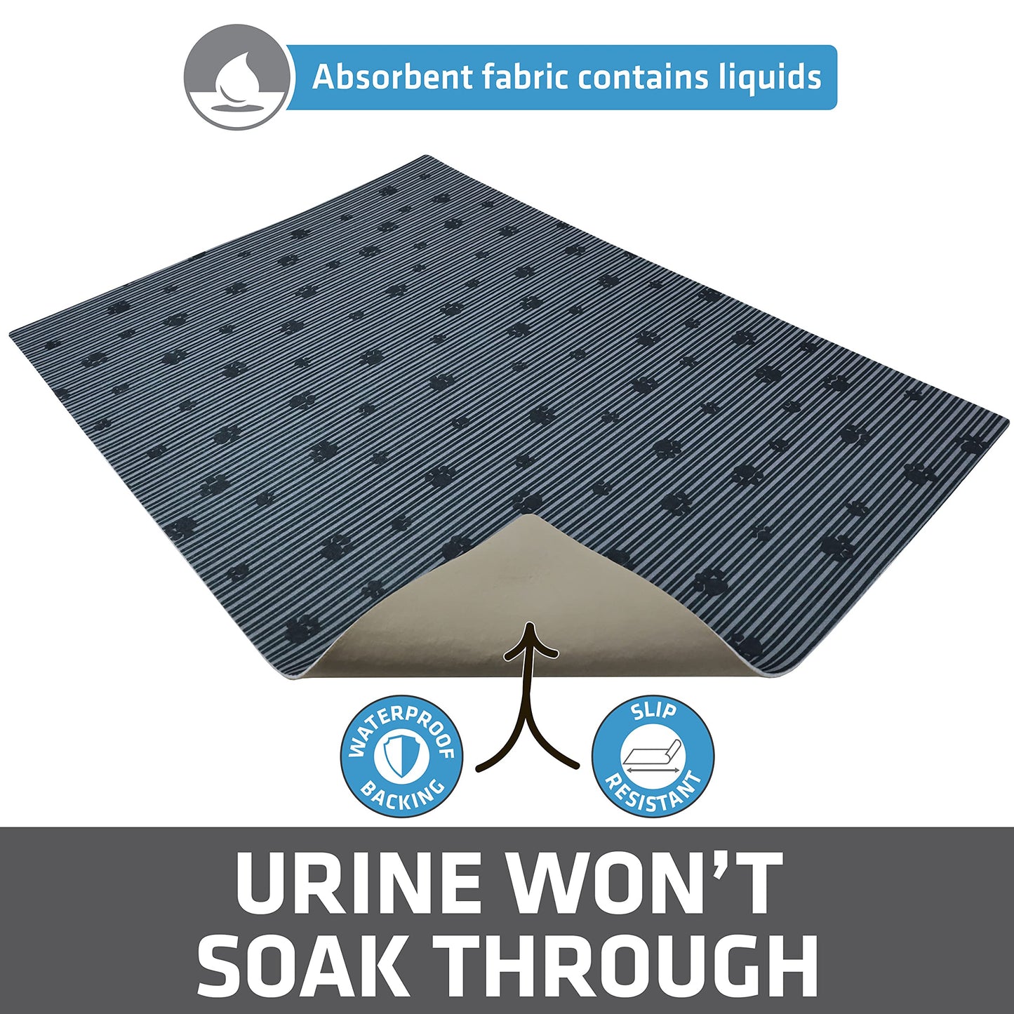 Drymate Cat Litter Box Mat, Litter Trapping Mat, Waterproof, Urine-Proof, Absorbent, Machine Washable, Soft on Paws, Contains Mess, Protects Floors, Kitten Supplies, Gray, 20x28