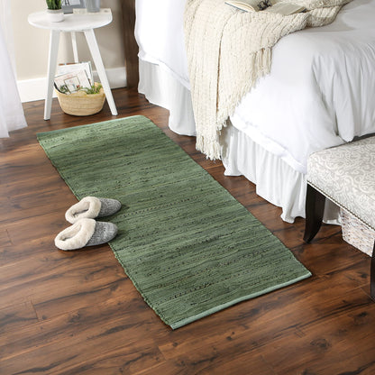 DII Chindi Home Collection Handwoven Multicolor Area Rag Rug, Runner, 2' 3" x 6', Olive Green