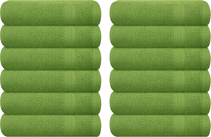 GLAMBURG Ultra Soft 12-Piece Washcloths Set 13x13-100% Ringspun Cotton