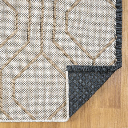 LUXE WEAVERS Moroccan Trellis Beige 5x7 Washable Area Rug, Anti-Slip Geometric Carpet