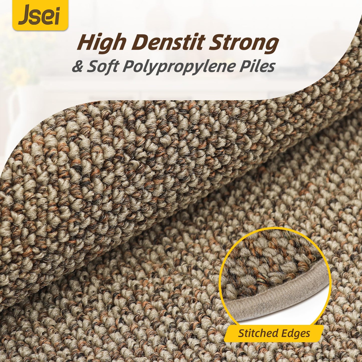 JSEI Scalloped Kitchen Rugs and Mats 2PCS, Kitchen Mats for Floor, Non-Slip Washable Kitchen Runner, Absorbent Rugs for Kitchen, Laundry & Sink, 17"x30"+17"x48", Taupe