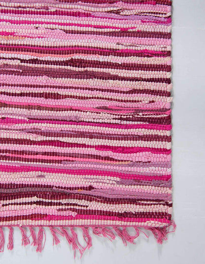 Unique Loom Chindi Cotton Collection Hand Woven Natural Fibers Area Rug_CCH002, 4 ft x 6 ft, Pink/Ivory