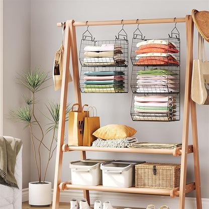 5 Tier Closet Hanging Organizer, Clothes Hanging Shelves