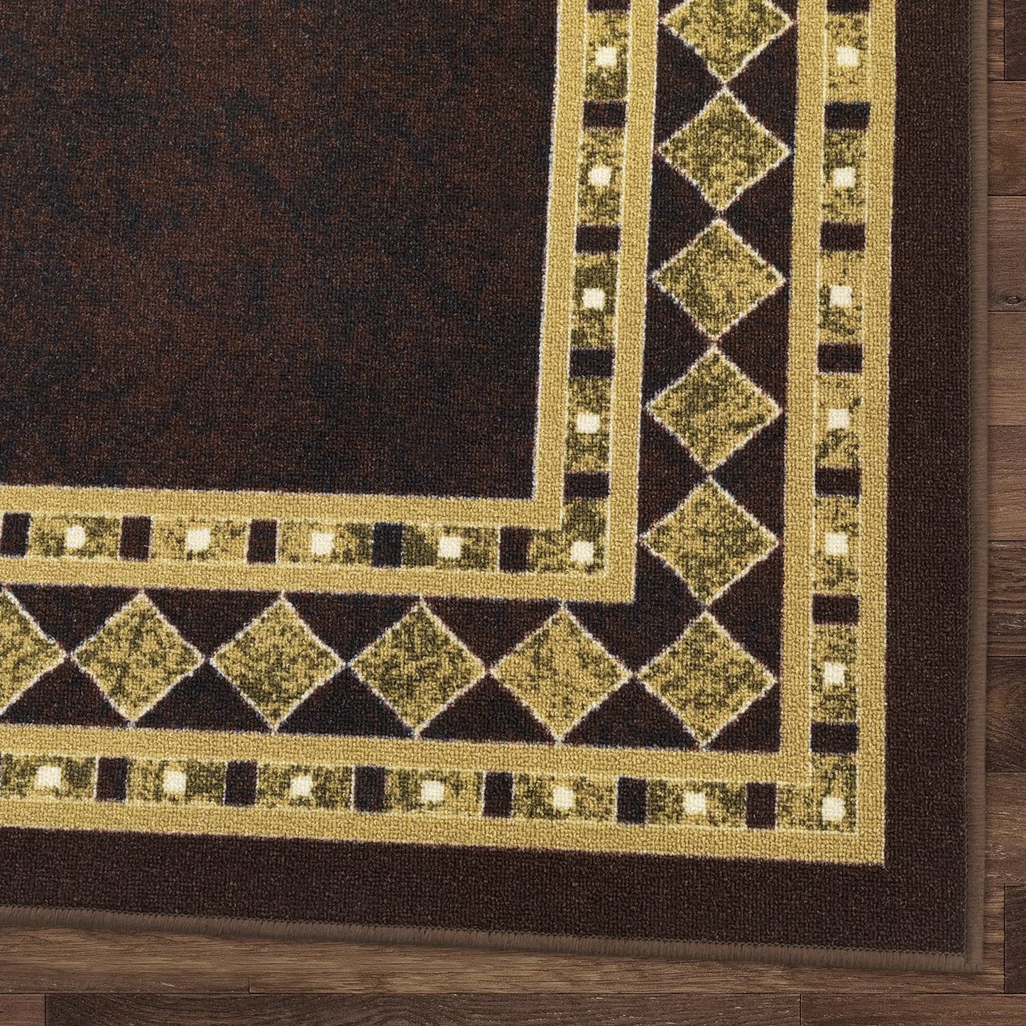 Antep Rugs Alfombras Modern Bordered 8x10 Non-Skid (Non-Slip) Low Profile Pile Rubber Backing Indoor Area Rugs (Brown Beige, 7'10" x 10')