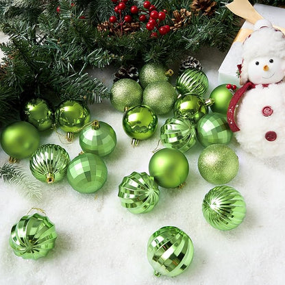 JOIEDOMI 24 Pcs Lime Green Christmas Balls Ornaments Set, 2.36" Christmas Tree Ornaments Shatterproof, Xmas Balls Hanging Decorations for Tree Wreath Garland Holiday Wedding Indoor Party Decor