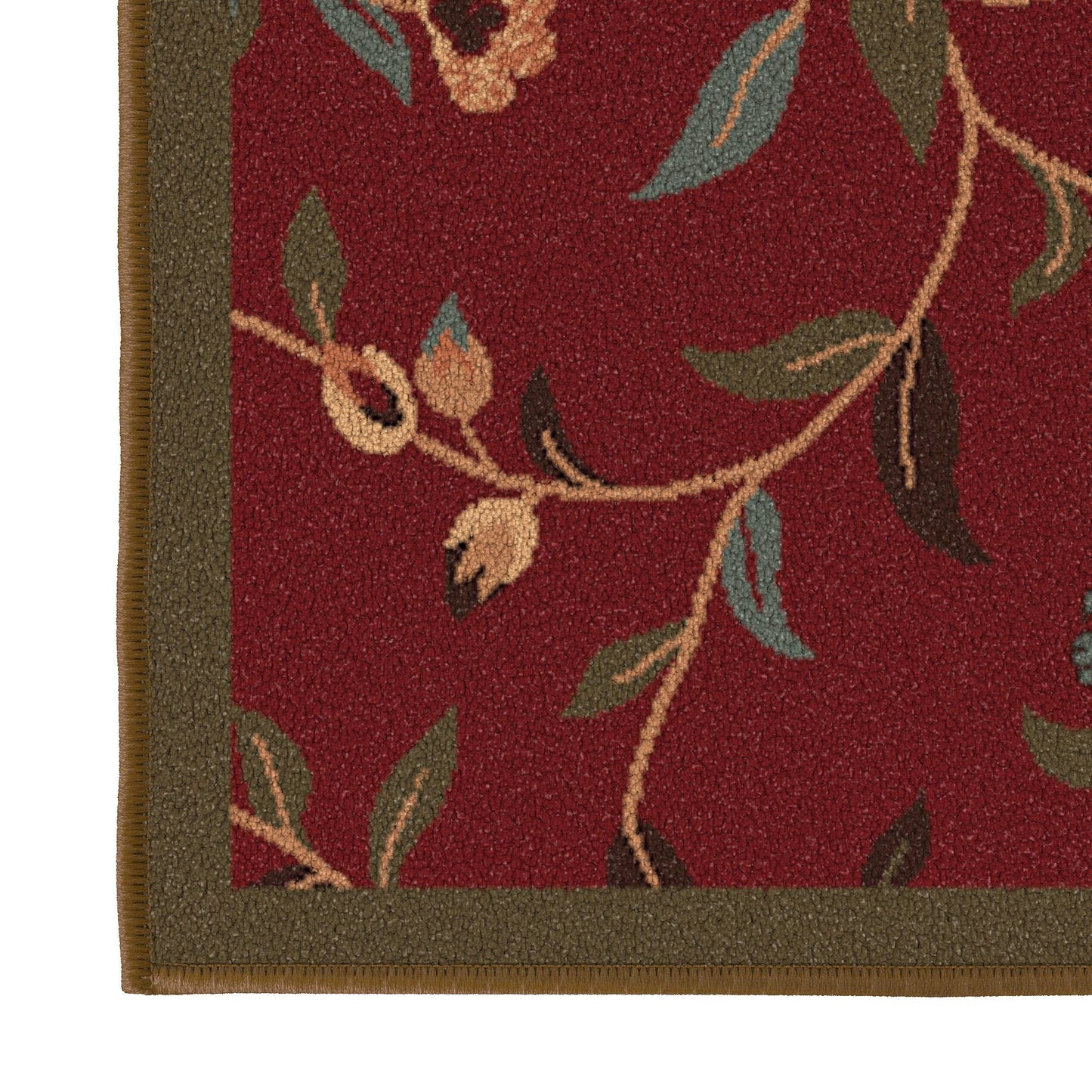 Ottomanson Hallway Runner Rug 2'7" x 9'6" Non Slip Floral Area Rugs Easy to Clean Laundry Rug Runner Durable Pet Friendly Floor Carpet Runners for Hallways Entryway Living Room Kitchen Bathroom, Red