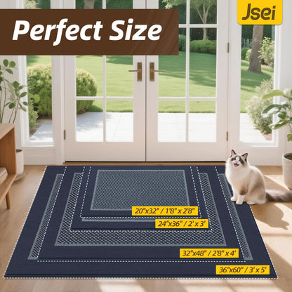 JSEI Dirt Trapper Door Mat 20"x32", Non-Slip Washable Doormats Entryway Rugs, Resist Dirt Absorbent Welcome Mat, Low Profile Floor Mats for Front Back Door and Entrance, Blue