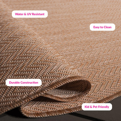 SAFAVIEH Washable Rug Outdoor Courtyard Collection - 9' x 12', Natural & Cream, Non-Shedding & Easy Cleaning, Ideal for Patio, Backyard, Mudroom (CY8022-03012)
