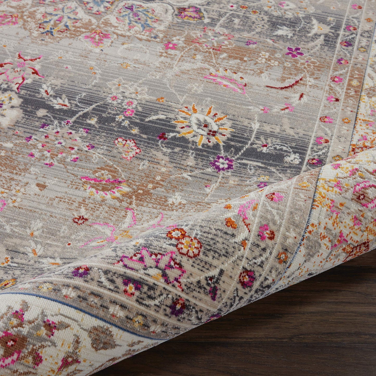 Nourison Home Vintage Kashan Vintage Grey 4' x 6' Area Rug, Easy Cleaning, Non Shedding, Bed Room, Living Room, Dining Room, Kitchen (4x6)