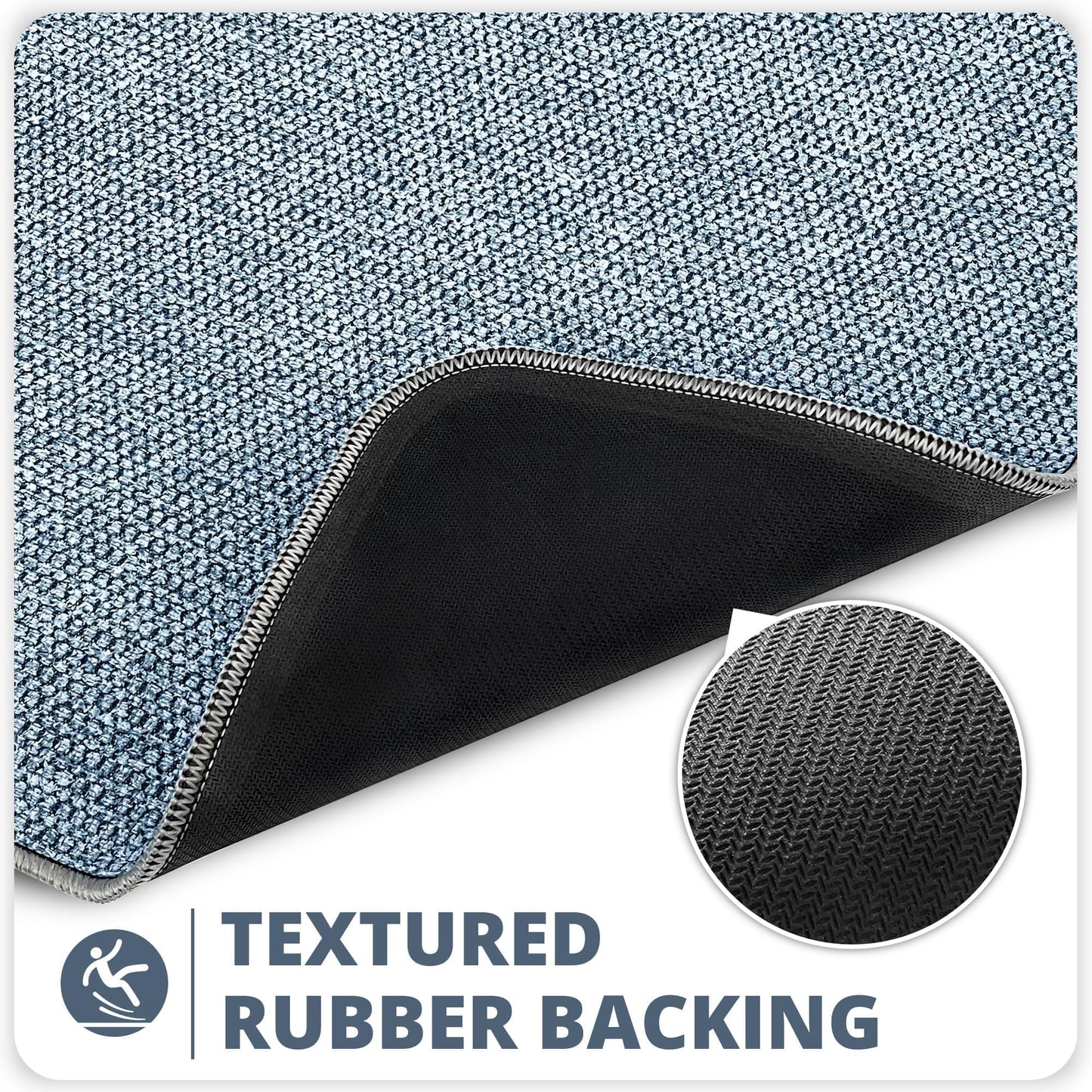 Bosap Toilet Rugs U Shaped Bathroom Rug,Machine Washable Non Slip Quick Dry Super Absorbent Ultra Thin Toilet Mats for Bathroom Toilet.Blue,1'8"x2'(20x24inch)