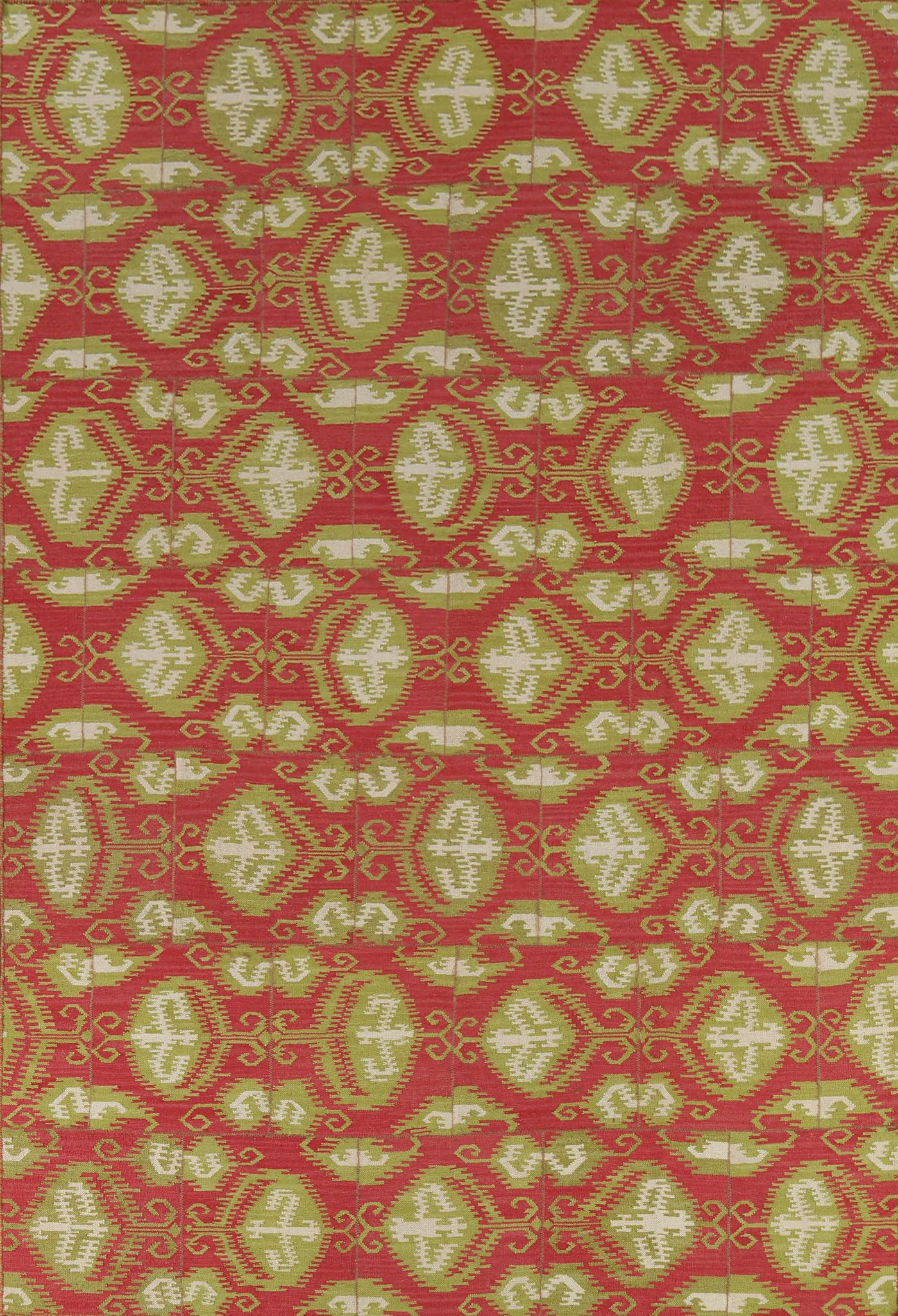 Rug Source Southwestern Style Collection 8x11 Kilim Area Rug, Flatweave/Hand-Woven Pink Geometric/All-Over Rug, Oriental Wool Carpet for Bedroom, Living Room, and Dining Room