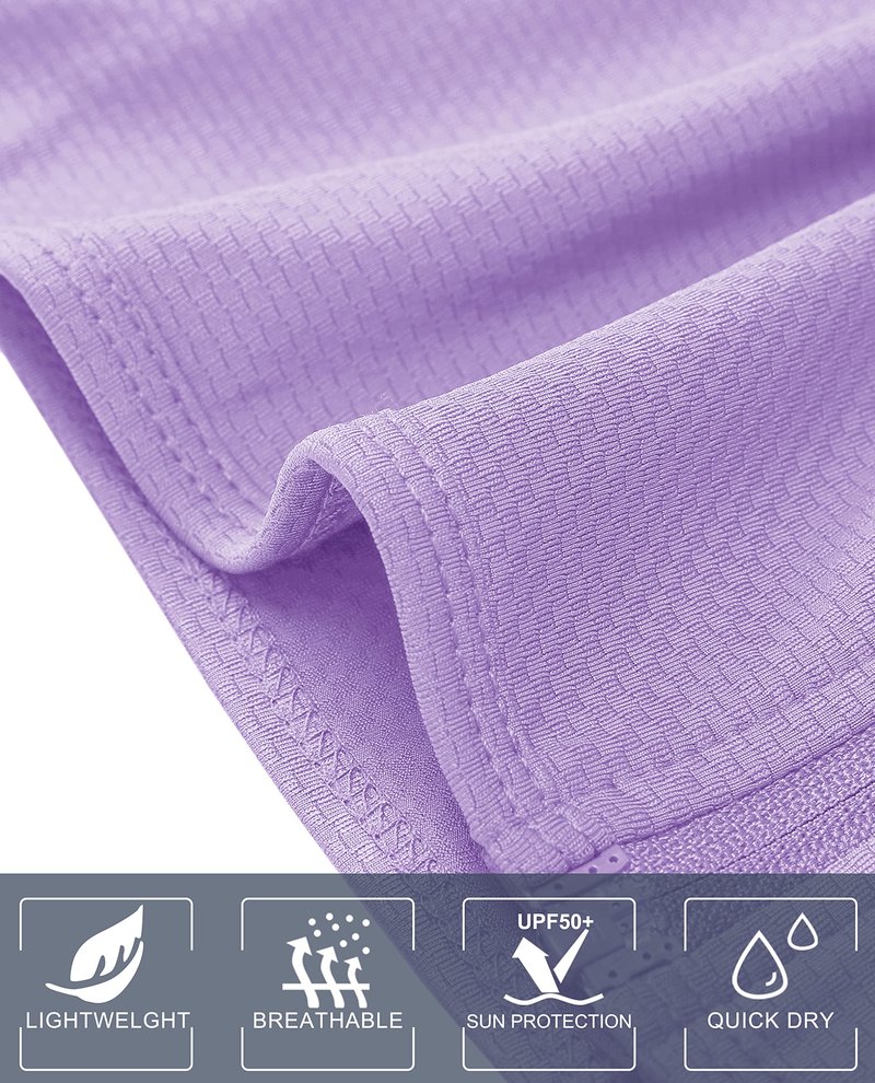 MAGCOMSEN Women's Hiking Jacket Lightweight Long Sleeve UPF 50+ Sun Protection Shirt Breathable SPF Shirts with Thumb Holes Light Purple XL
