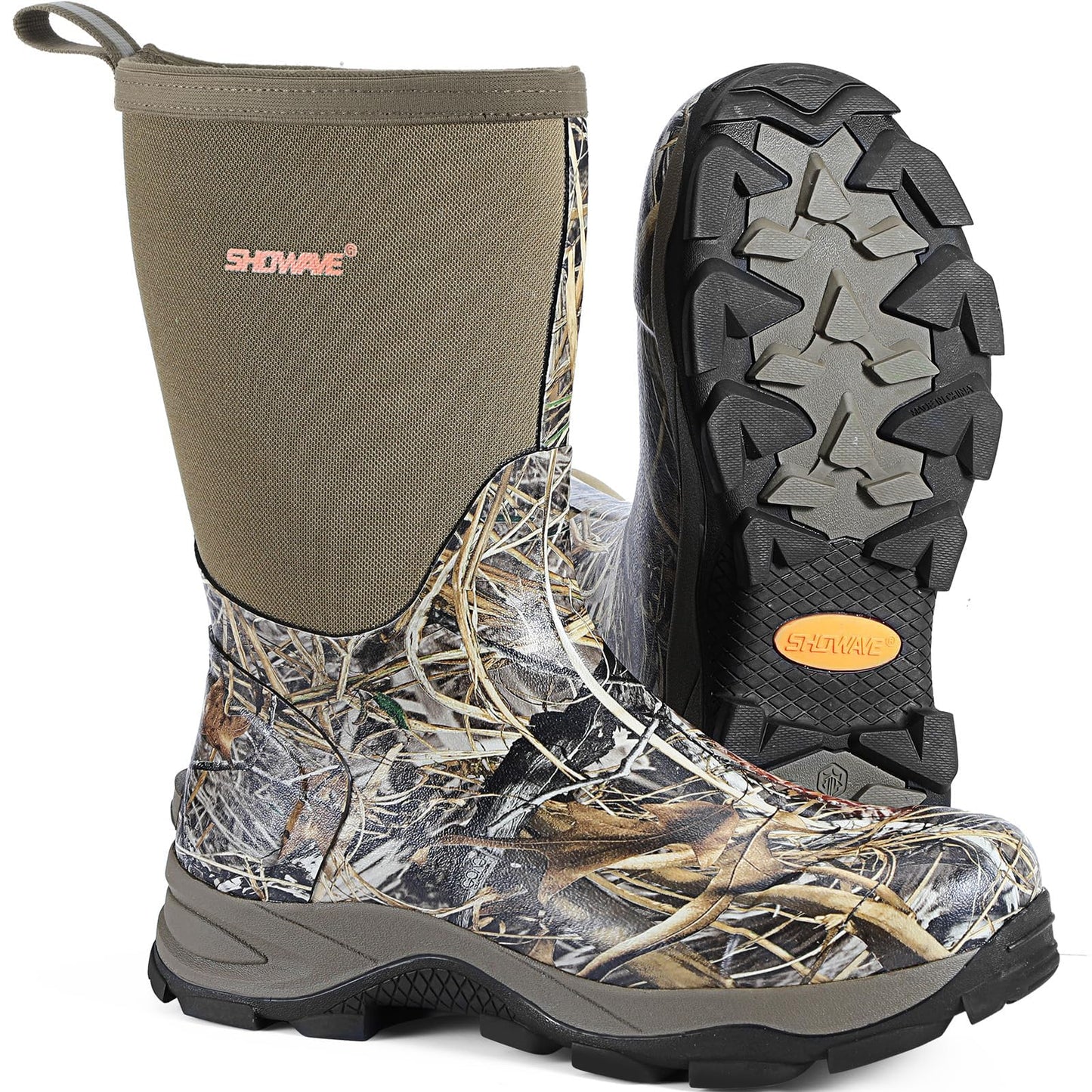 Showave Men's Rain Boots Waterproof Rubber Mud Boots, Camo 8