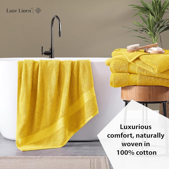 LANE LINEN Cotton Bath Towels Pack of 4