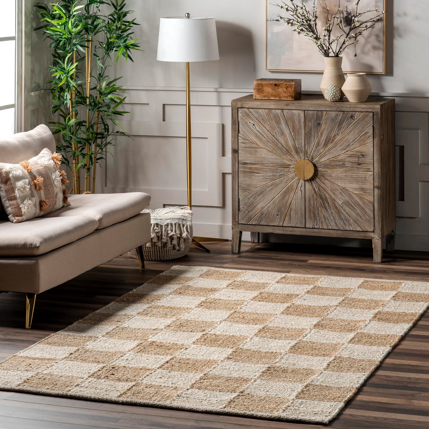 Nuloom Christana Ivory, 6' x 9', Handmade, Jute & Cotton, Soft and Textured, High Traffic, Stain Resistant, Easy Clean, Durable Area Rug for Bedroom, Living Room, Dining Space, Den, Foyer