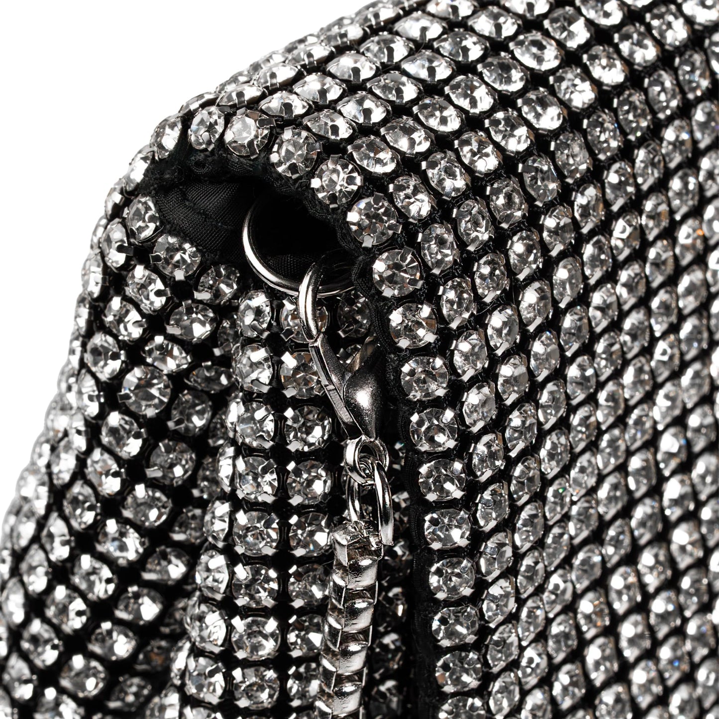 SARA DESIGNS Luxury Crystal Rhinestone Envelope Clutch Bag - Sparkly Silver Evening Purse for Weddings, Galas, and Formal Events - Designer Sparkle Pouch with Detachable Chain