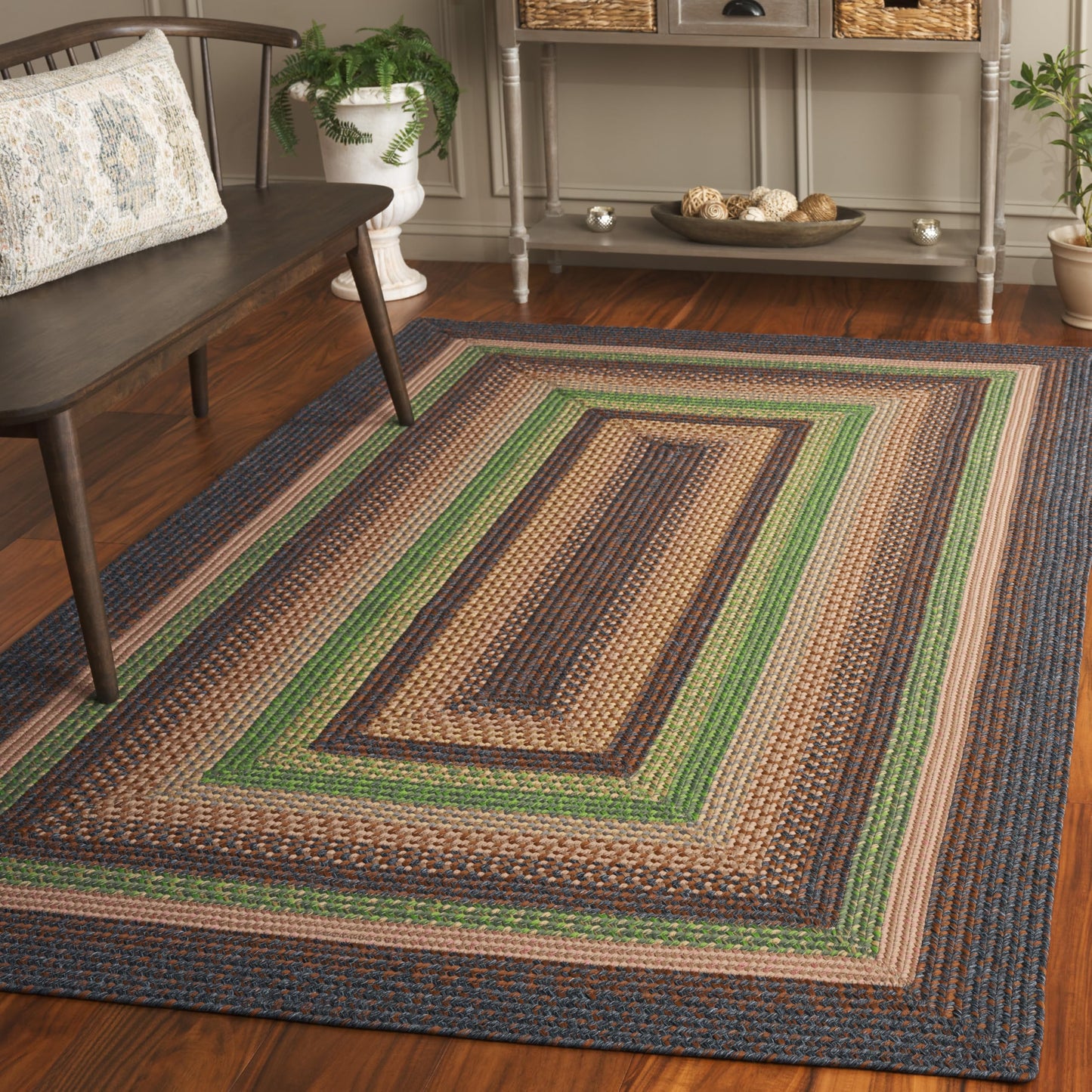 SAFAVIEH Braided Indoor/Outdoor Area Rug 6x9, Brown & Green BRD314T