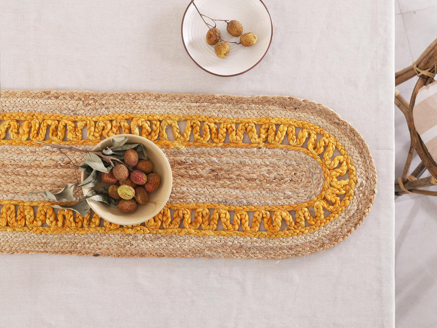 Madhu International Natural Jute Oval Table Runner 13x36 Inch – Handwoven Boho Burlap Rug for Dining Table, Rustic Farmhouse Kitchen Decor, Eco-Friendly Coffee Table Accent & Wedding Decor