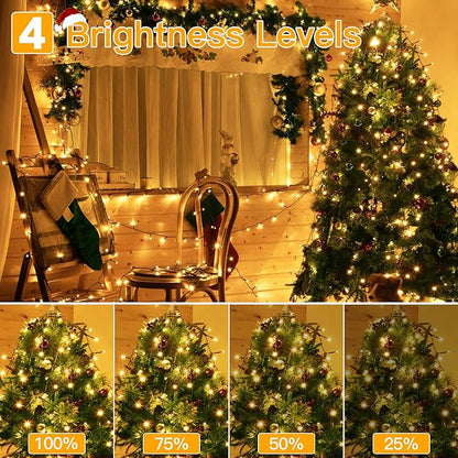 Ollny Christmas Lights 262FT 800LED, Plug-in Outside Tree Lights with Timer and 8 Modes, Remote Control Waterproof Dimmable Outdoor String Light for House Yard Patio Xmas Decorations(Warm White)