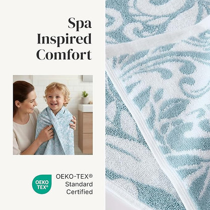 Modern Threads Trefoil Filigree 6-Piece 100% Cotton Towel Set – Reversible Yarn