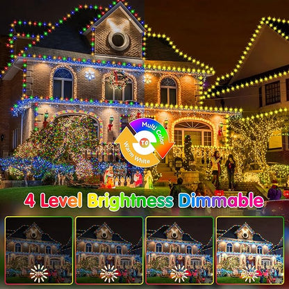 KNONEW 472FT 1200 Christmas Lights Outdoor Green Wire Color Changing String Lights with 11 Modes & Timer Dimmable Fairy Light for Xmas Tree Roof Yard Wedding Decorations(Warm White to Multicolor)