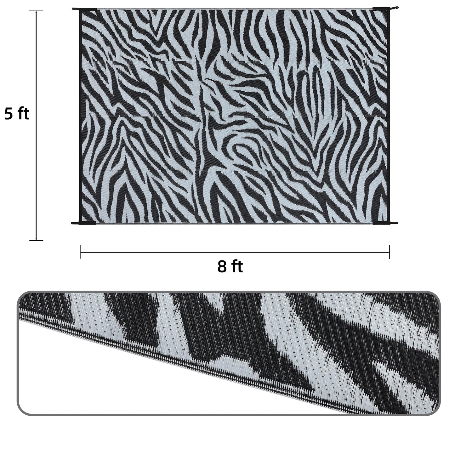 Boulder Bee Outdoor Rugs | Plastic Straw Rug | Waterproof Outdoor Camping Rugs | Quick Drying Picnic Rug | Sand Free Reversible Beach Mats | 5 x 8 Feet | 2.7 lb