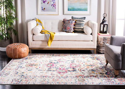 SAFAVIEH Area Rug 8x10 - Madison Collection - Large - Purple Pink Fuchsia & Ivory, Boho Chic Distressed Design, Non-Shedding & Easy Cleaning, Ideal for Living Room, Bedroom, Dining Space (MAD603R)