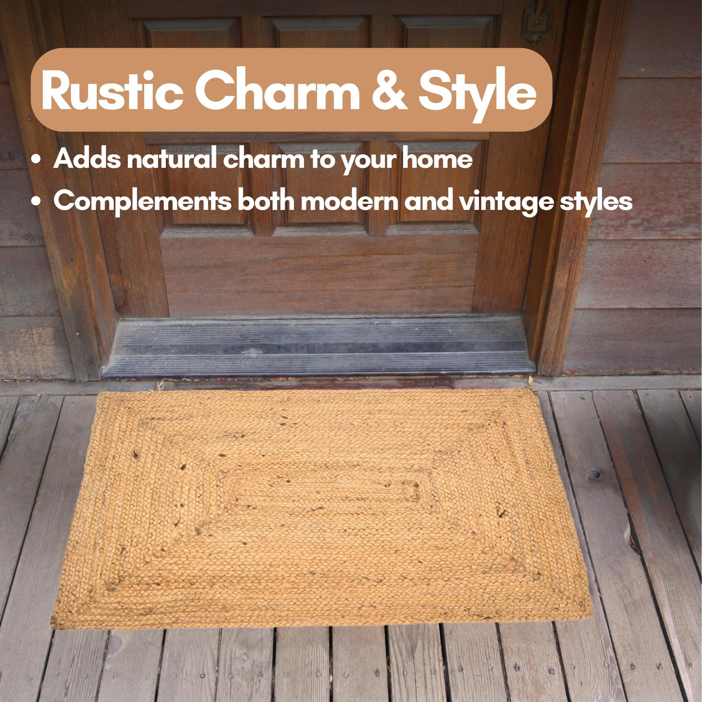 INDIAN ARTISTIC Jute Cotton Rag Rug 2X3 ft | Hand Woven & Reversible | Living Room | Kitchen | Jute Burlap Cotton 24x36 inch | Rustic Look | Natural Look | Runner 2 * 3 Feet