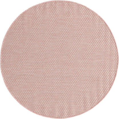 Unique Loom Collection Casual Transitional Solid Heathered Indoor/Outdoor Flatweave Area Rug (4' 1" Round, Whisper Pink/Ivory)