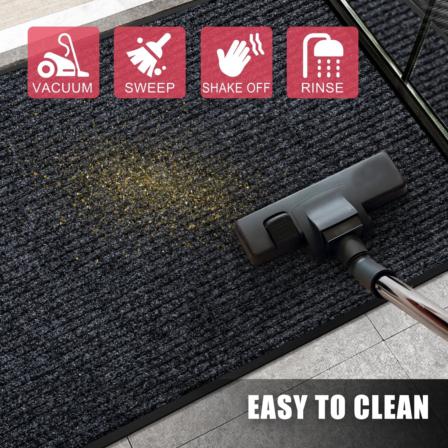 Kuyal Front Door Mat, 3'x4' Indoor Outdoor Entrance Mat, Commercial Floor Mats Inside Outside Entrance, Heavy Duty Durable Welcome, Rubber Backing Non Slip Outdoor Mats for Entryway,Black