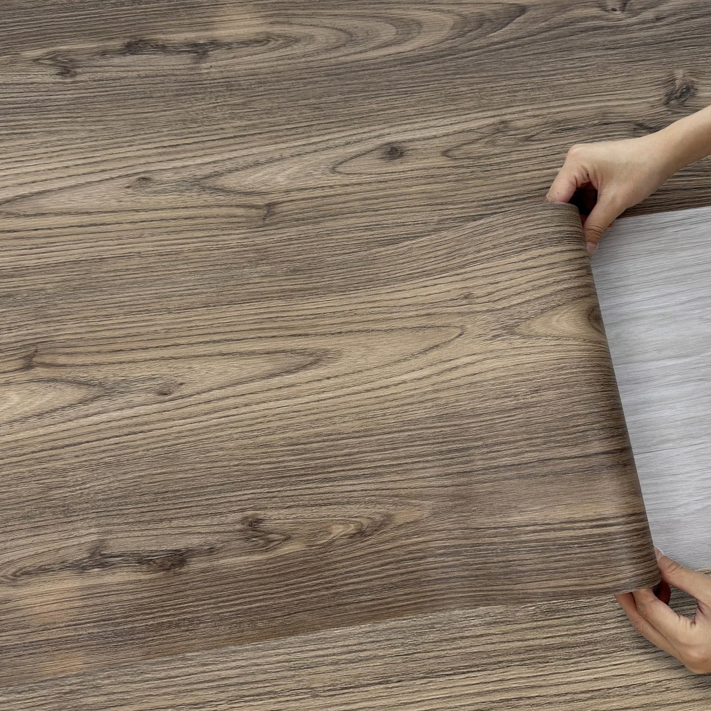 Lareko Wood Peel and Stick Vinyl Flooring Roll – 197" Length 12" Width Floor Tile - Dark Brown Self-Adhesive Sheet Flooring Waterproof, Wide Plank for,Bathroom,Bedroom, Kitchen (16 Sq.Ft