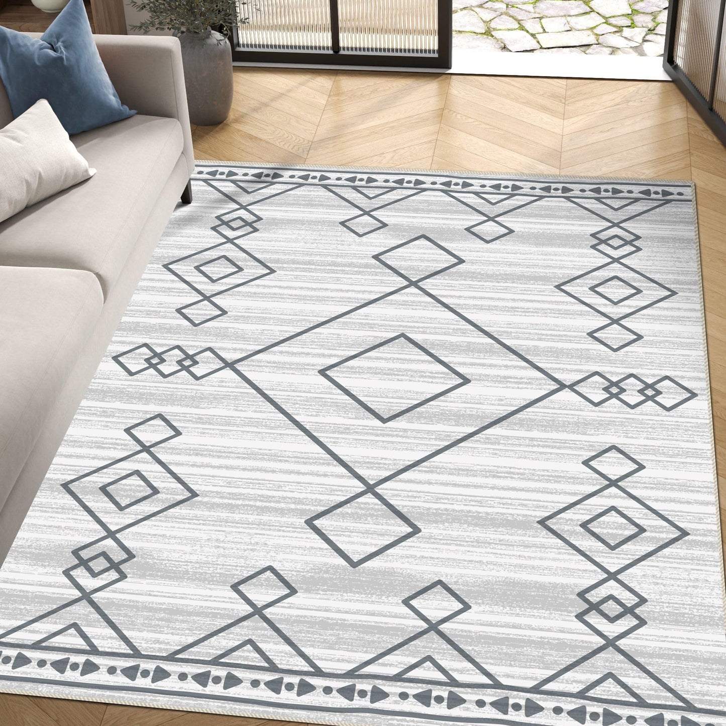 6x9 Area Rug, Ultra-Soft Washable Rug for Living Room, Dinner Room, Bedroom, Non-Slip Modern Westren Rug, Indoor Carpet Large Area Rug, Checkered