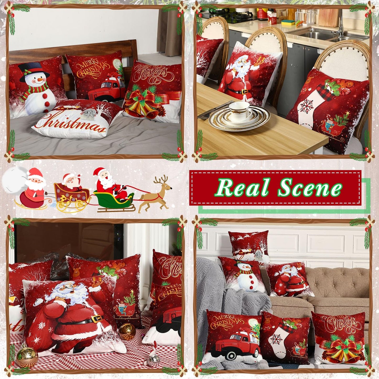 Tatuo 6 Pcs Christmas Pillow Covers Cushion Covers Decoration Holiday Decor Throw Pillow Case for Sofa Couch Christmas Office Bedroom Decorations(18 x 18 in,Funny Style)