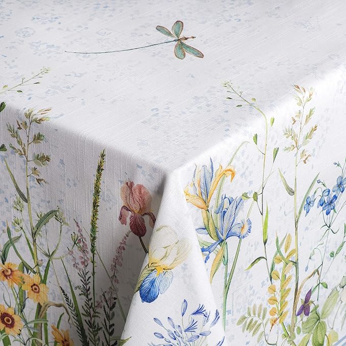 Maison d' Hermine Table Cloth Square Table 100% Cotton 60 x 60 Inches Tablecloth Reusable Decorative for Dining Room, Farmhouse, Home, Party, Festive & Wedding Spring Summer - Fleurs De Mai