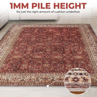 Superior Boho Floral Medallion Washable Rug, Non-Skid Backing, Pet & Kid Friendly, Easy Care, Non-Slip Rugs for Living Room, Kitchen, Bedroom, Low Pile Area Rug, Toucan Collection, 9' x 12', Beige