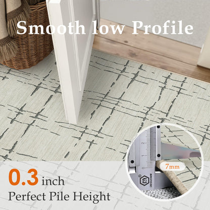 PureCozy 4x6 Washable Neutral Area Rug for Living Room Sand Gray Modern Small Carpet Non Slip Low Pile Indoor Bedroom Soft Accent Throw Rug for Dining Room Office Nursery Playroom