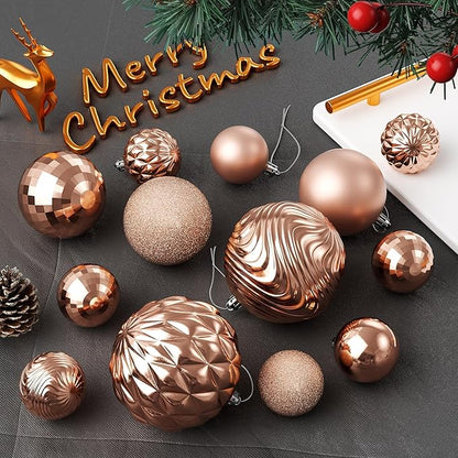 Annecy Christmas Tree Ornaments - 36 PCS Shatterproof Christmas Ball Ornaments Set for Holiday, Wreath & Party Decorations (Multi-Size, Rose Gold)